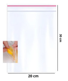 Saco Plástico Com Zip Lock 20 X 30 Cm - 100 Unid